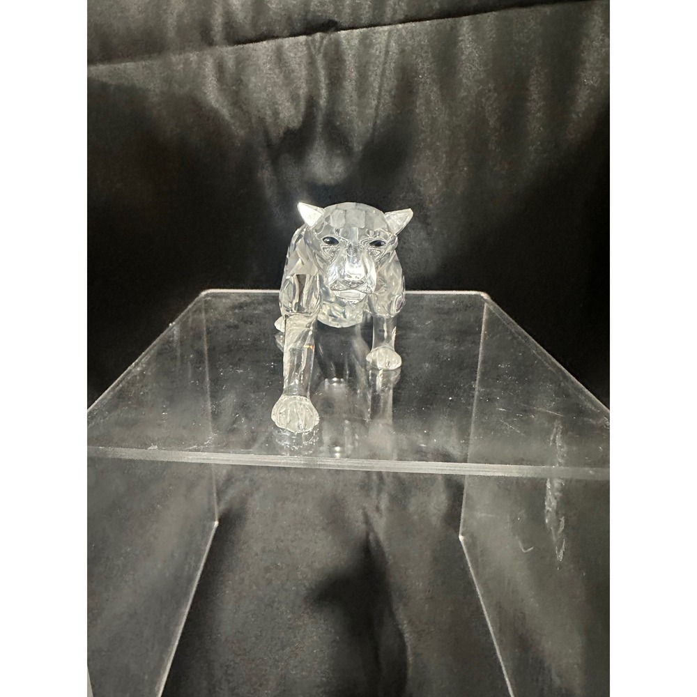 Swarovski Panther Figurine Crystal Clear 5 Inch Excellent Faceted Animal Decor - Picture 6 of 7